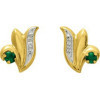 Boucles d'oreilles or et émeraudes 0,9 x 0,7 cm