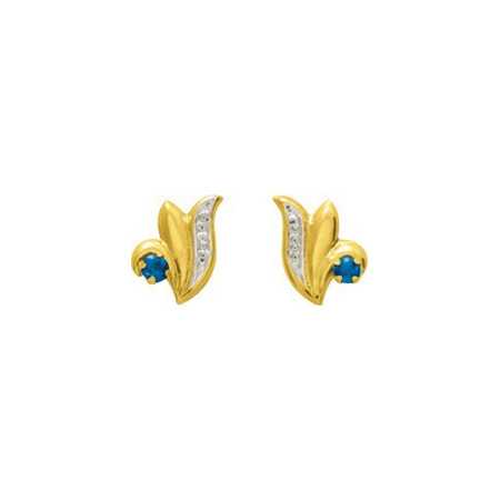 Boucles d'oreilles or et saphirs 0,9 x 0,7