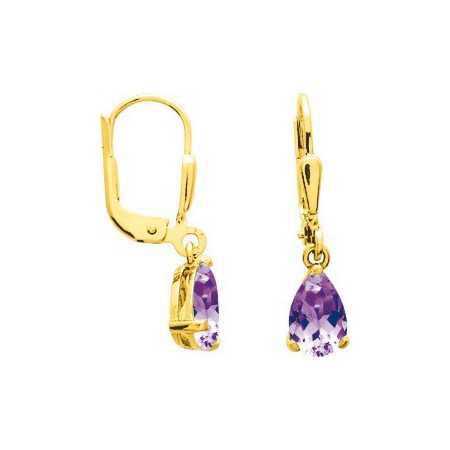 Boucles d'oreilles dormeuses or et améthystes