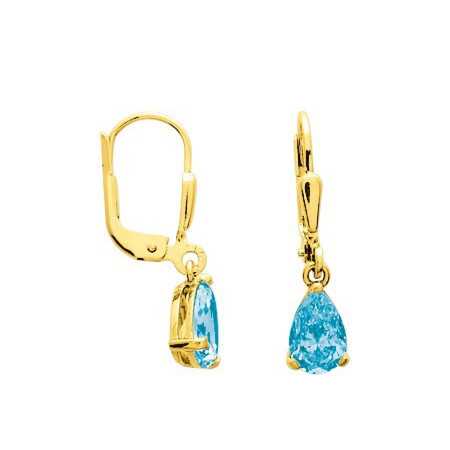 Boucles d'oreilles dormeuses or et topazes bleue