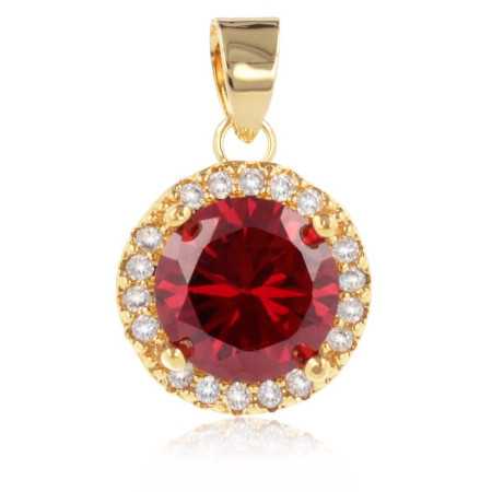 Pendentif plaqué or avec zirconium blanc et rouge