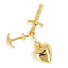 Pendentif plaqué or avec ancre, croix et coeur.