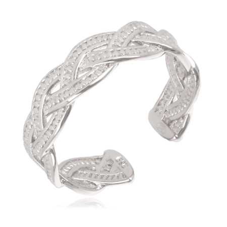 Bague tout argent motifs tressages