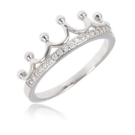 Bague toute argent motifs couronne