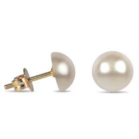 Clous d'oreilles en argent et perles Majorque boutons de 5 mm