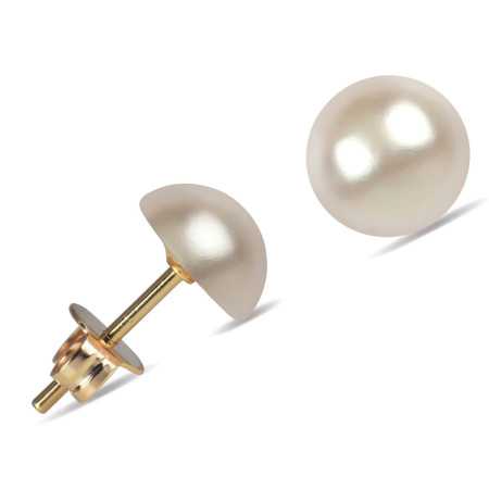 Clous d'oreilles en argent et perles Majorque boutons de 10 mm