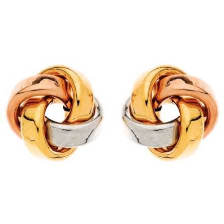 Boucles d'oreilles boutons noeuds 3 ors