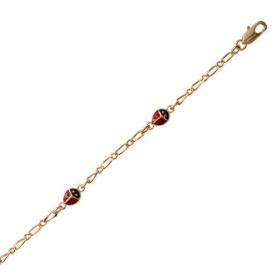 Bracelet coccinelle enfant plaqué or et émail. - Bijouterieonline.com