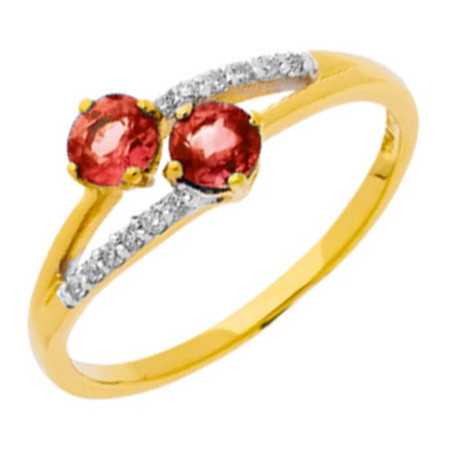 Bague rubis or jaune et diamants