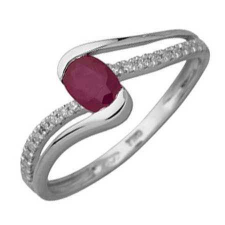 Bague rubis or gris et diamants