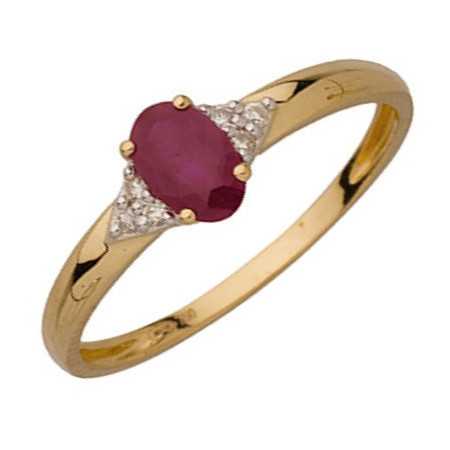 Bague rubis or jaune et diamants