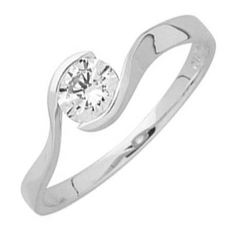 Bague oxyde de zirconium or gris, type solitaire