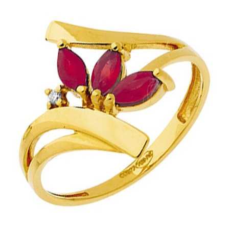 Bague rubis or jaune et diamants