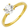 Bague oxyde de zirconium or jaune, type solitaire