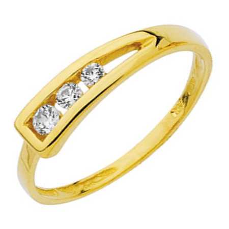 Bague oxydes de zirconium or jaune