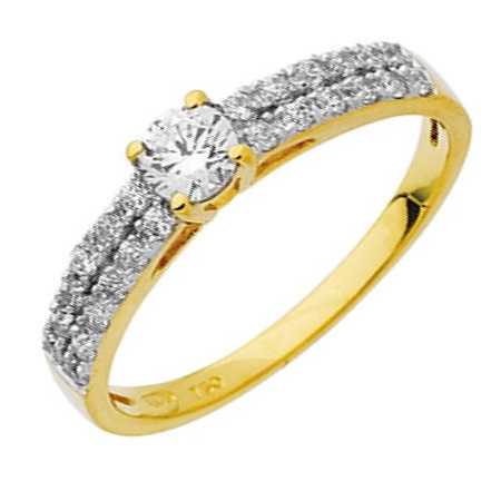 Bague oxydes de zirconium or jaune