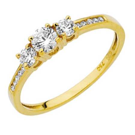 Bague oxydes de zirconium or jaune