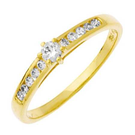 Bague oxydes de zirconium or jaune