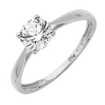 Bague oxyde de zirconium or gris, type solitaire 4 griffes