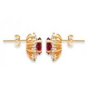 Boucles d\'oreilles plaqué or avec rubis synthétique. - Bijouterieonline.com