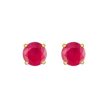 Clous d'oreilles or 750 et gros rubis de 5 mm