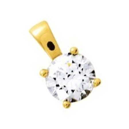 Pendentif solitaire en or jaune et oxyde de zirconium