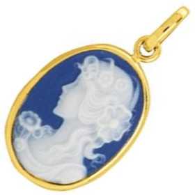Pendentif en or avec camée bleu - Bijouterieonline.com
