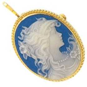 Pendentif / Broche en or avec camée bleu - Bijouterieonline.com