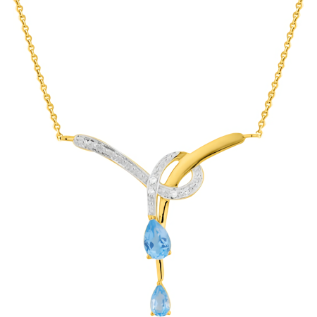 Collier en or avec topazes bleue et diamants