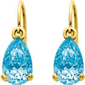 Dormeuses en or avec topazes bleue - Bijouterieonline.com