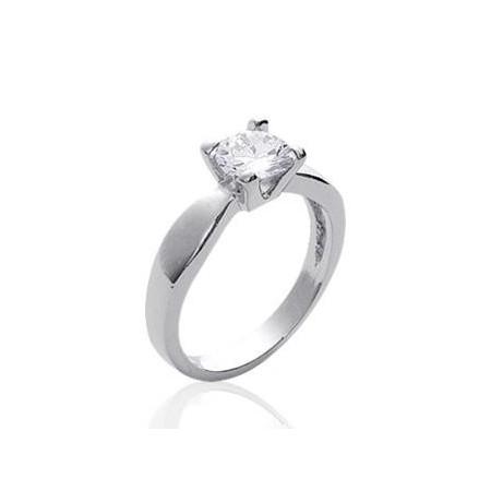 Solitaire en argent avec oxyde de zirconium