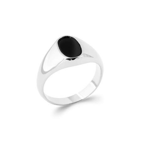 Chevalière en argent avec onyx