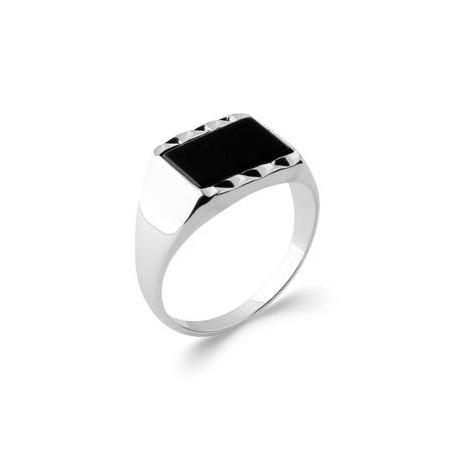 Chevalière en argent avec onyx