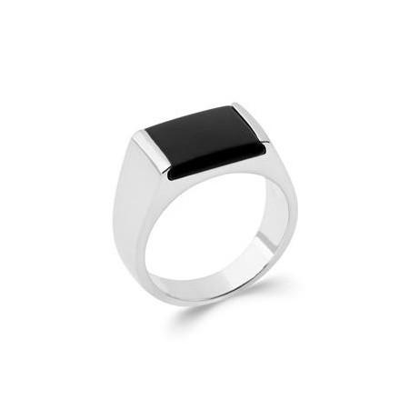 Chevalière en argent avec onyx.