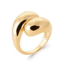 Bague plaqué or jaune anneau bombé croisé - Bijouterieonline.com