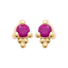 Clous d'oreilles plaqué or pierres rouge