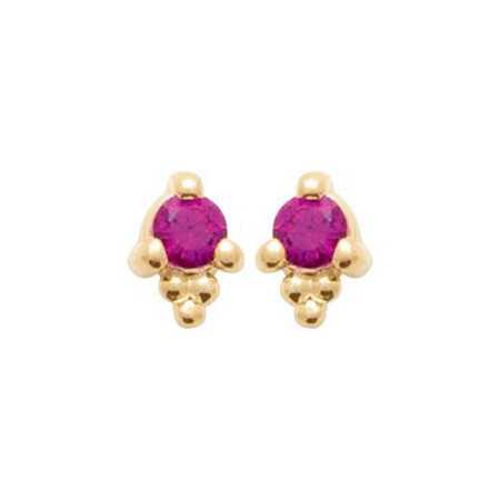 Clous d\'oreilles plaqué or pierres rouge - Bijouterieonline.com