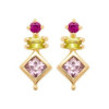 Boucles d'oreilles plaqué or trilogie de pierres