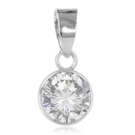 Pendentif argent avec oxydes de zirconium rond de 7 mm