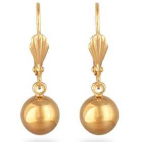 Pendants d'oreilles plaqué or avec boules 8 mm