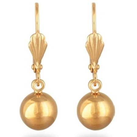 Pendants d\'oreilles plaqué or avec boules 8 mm - Bijouterieonline.com