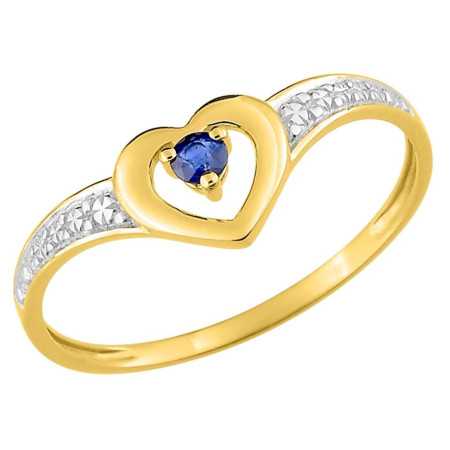 Bague coeur en or 750 avec saphir