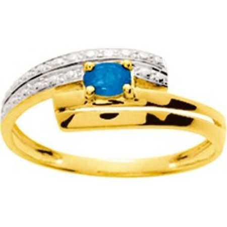 Bague or bicolore 750 avec saphir ovale 0,21 carat et diamant