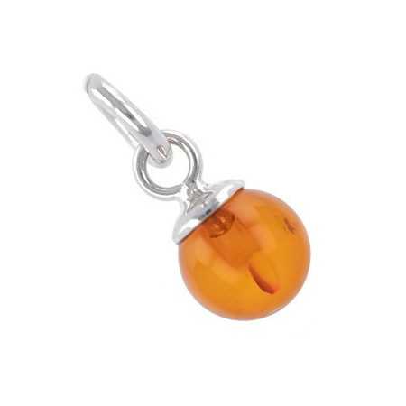 Pendentif argent boule ambre