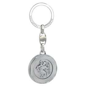 Porte-clés acier rond médaille St Christophe avec gravure - Bijouterieonline.com