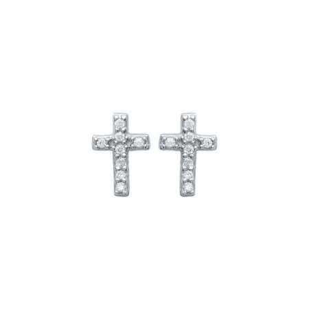 Clous d'oreilles argent croix et oxydes