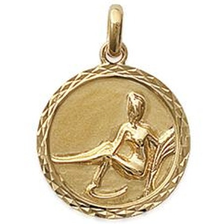 Pendentif Médaille Zodiaque Plaqué Or - Bijou Fait Main En France, Vierge Ou Personnalisable, Qualité Française
