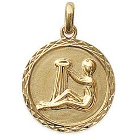 Médaille zodiaque verseau en plaqué or