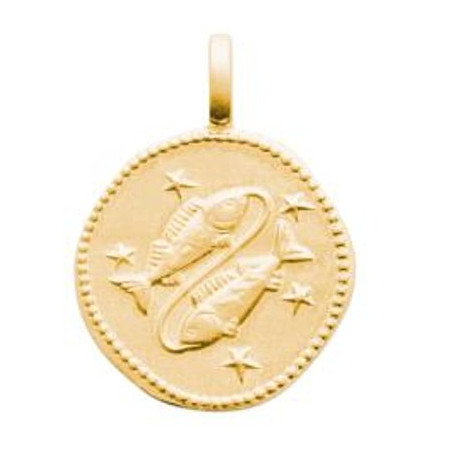 Zodiaque Poissons médaille plaqué or