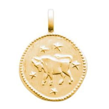 Zodiaque Taureau médaille plaqué or
